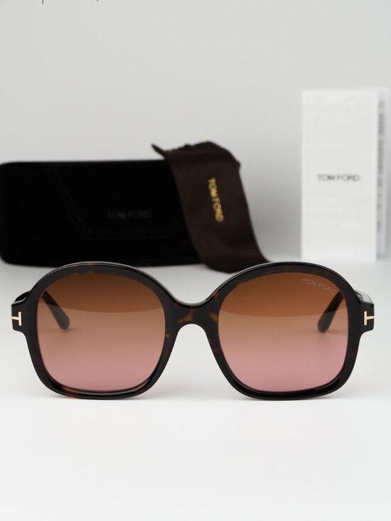 Tom Ford HANLEY Women Sunglasses Havana Brown Gradient Round FT1034/S 52F NEW main image 9
